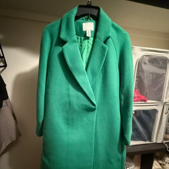H&M Double Breasted Coat - Emerald Green - SIze M - Picture 2 of 12